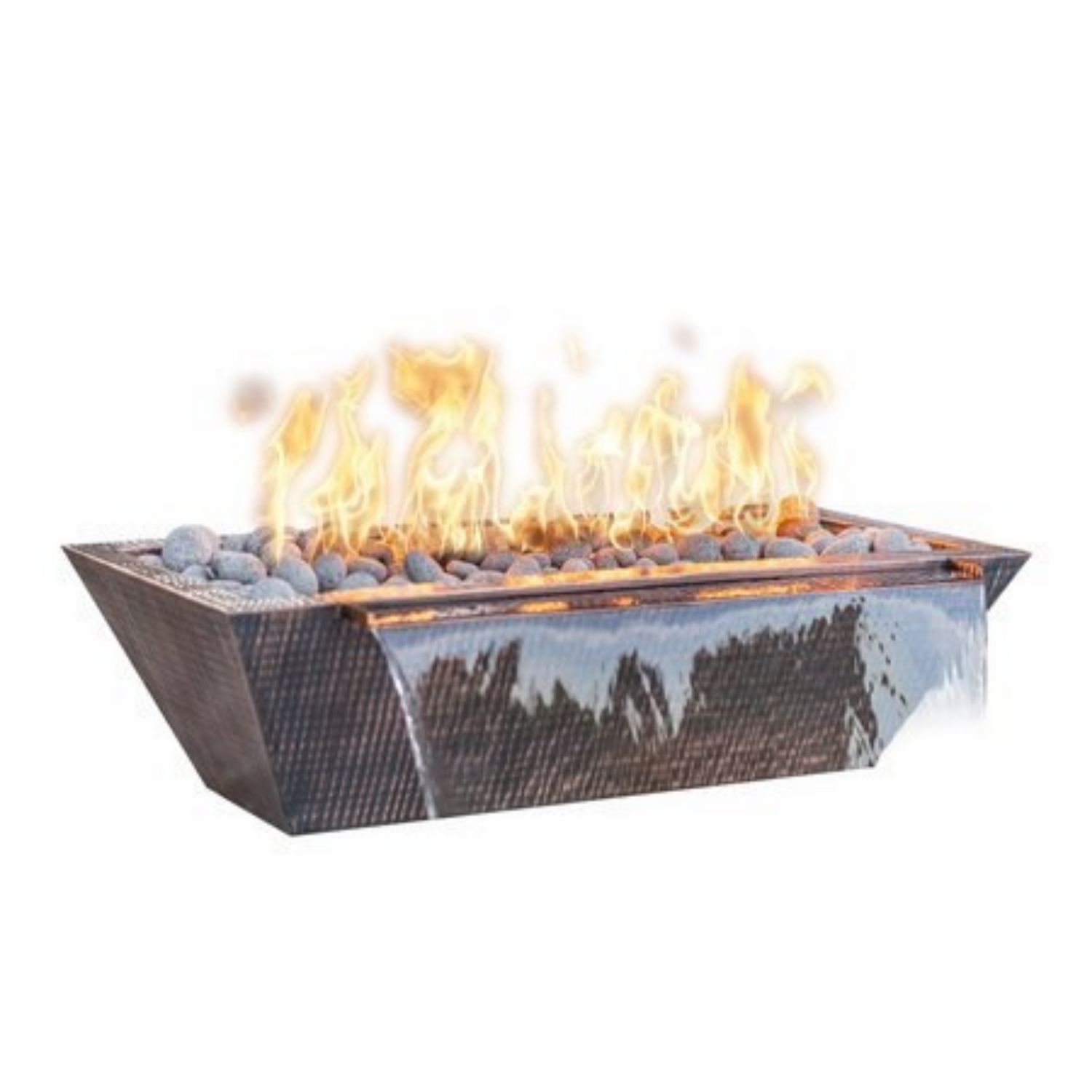 The Outdoor Plus Maya Linear Fire & Water Bowl, 48", Rectangular, Copper | OPT-4820MCFW