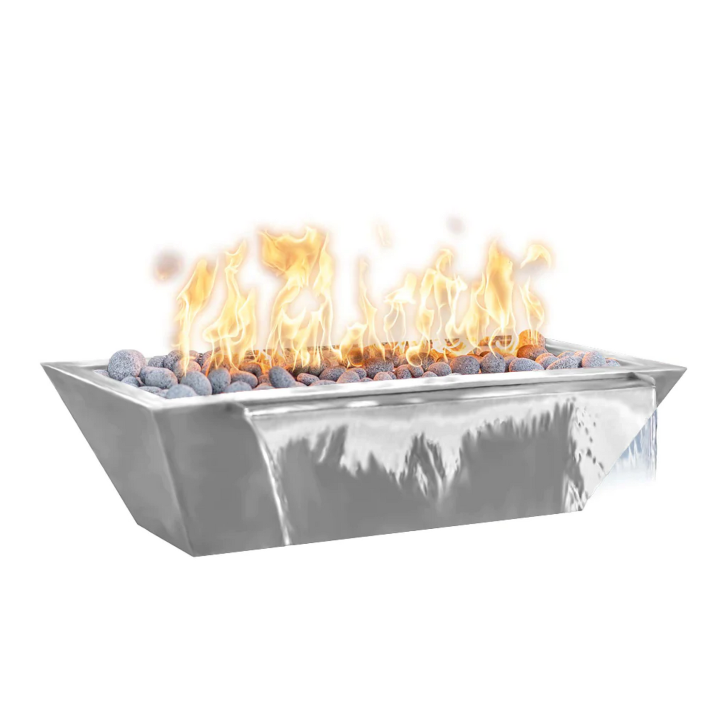 The Outdoor Plus Maya Linear Fire & Water Bowl, 48", Rectangular, Stainless Steel | OPT-4820MSSFW