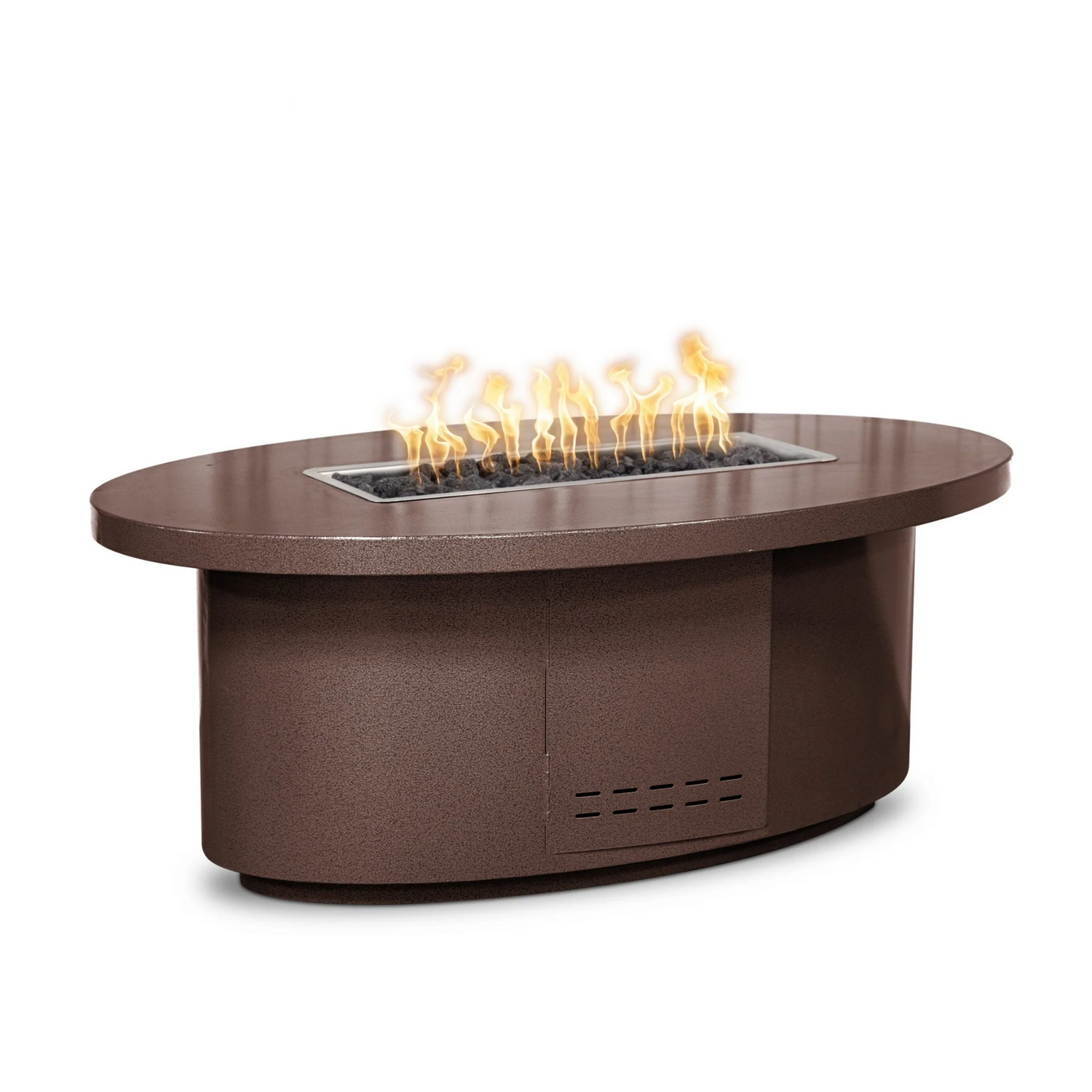 The Outdoor Plus Vallejo Fire Table, 60", Oval, Corten Steel, Natural Gas | OPT-VALCS60-NG