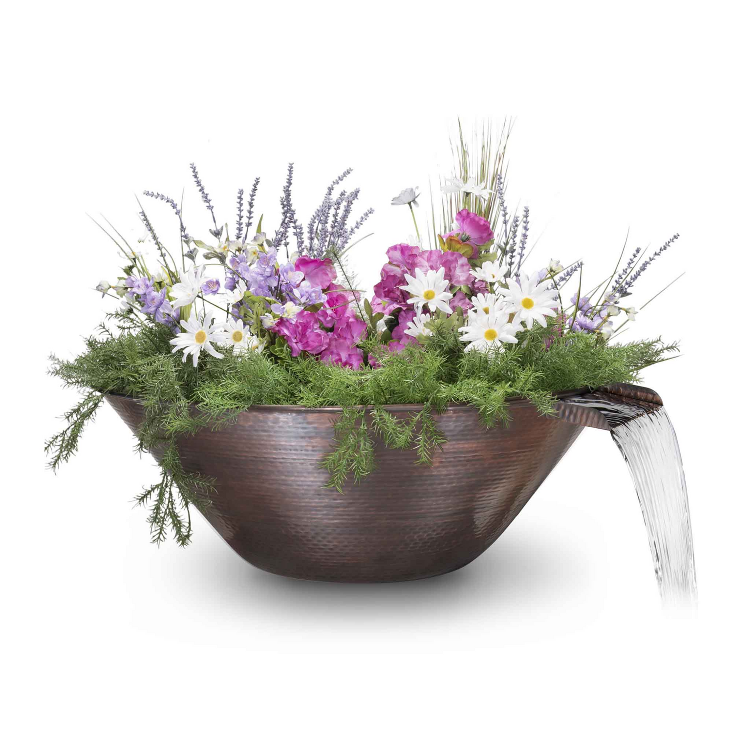 The Outdoor Plus Remi Planter & Water Bowl, 31", Hammered Copper | OPT-31RCPW