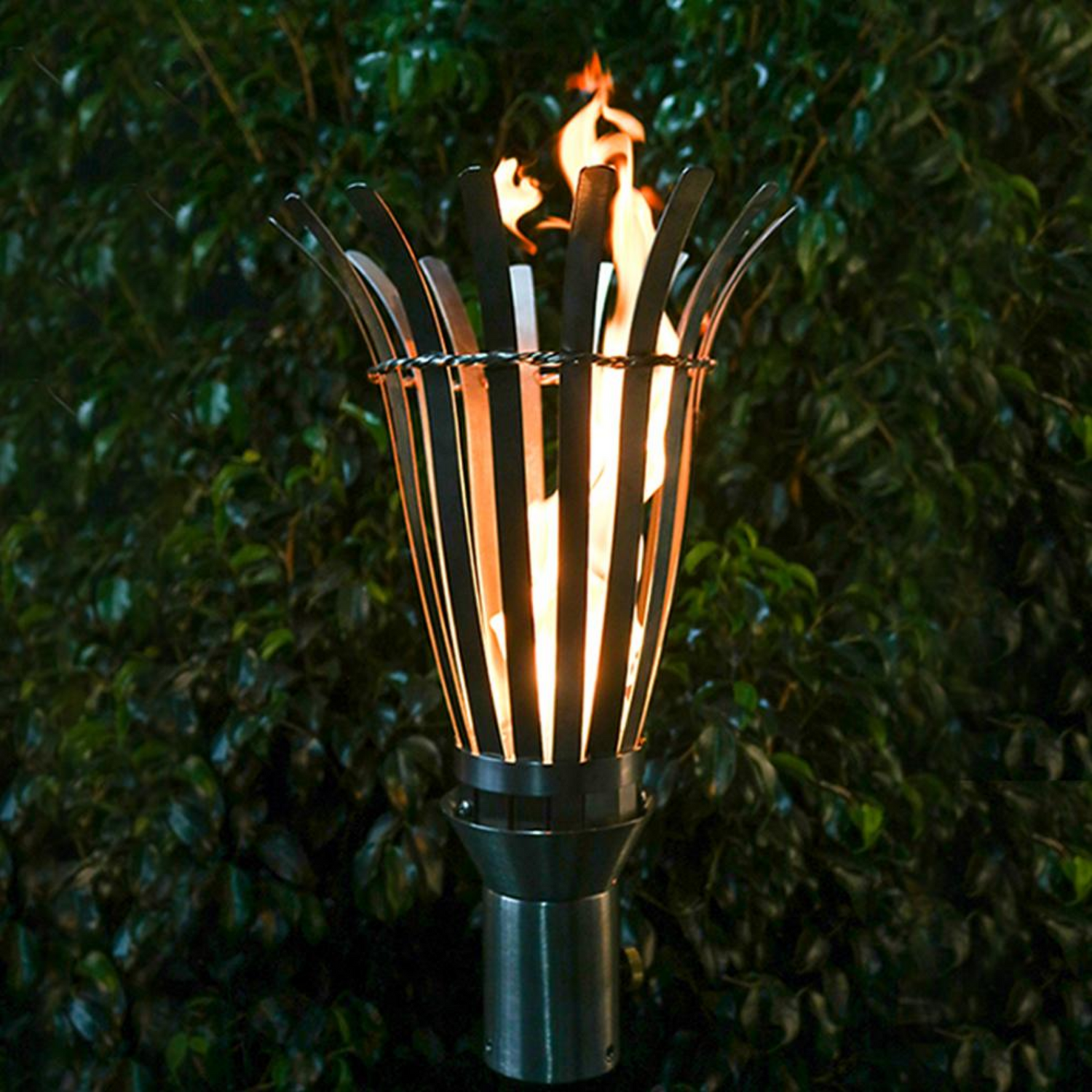 The Outdoor Plus Basket Original TOP Torch & Post Complete, Stainless Steel, Propane | OPT-TPK9LP