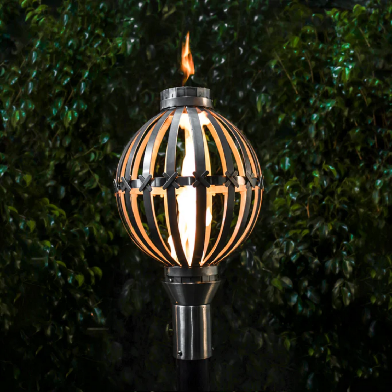 The Outdoor Plus Globe Original TOP Torch & Post Complete, Stainless Steel, Natural Gas | OPT-TPK2NG