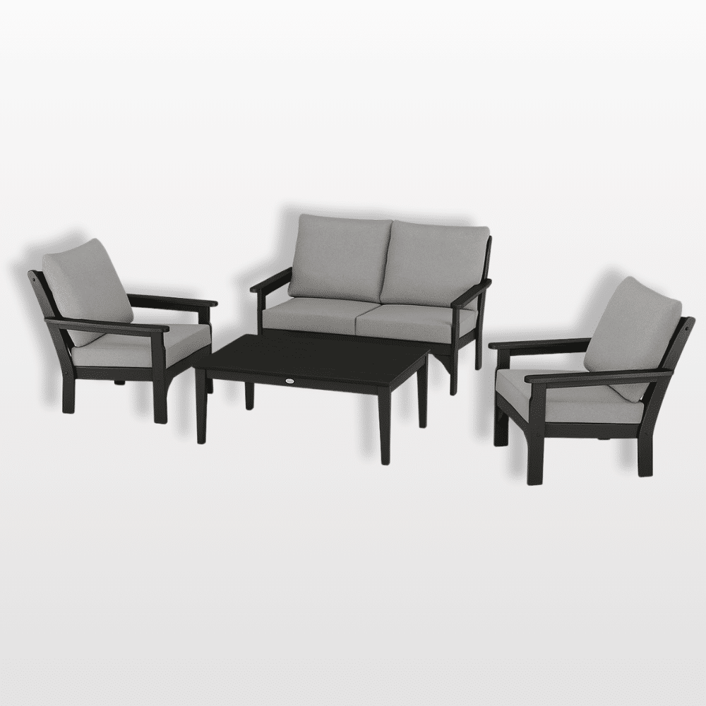 POLYWOOD Vineyard 4-Piece Outdoor Loveseat Lounge Set