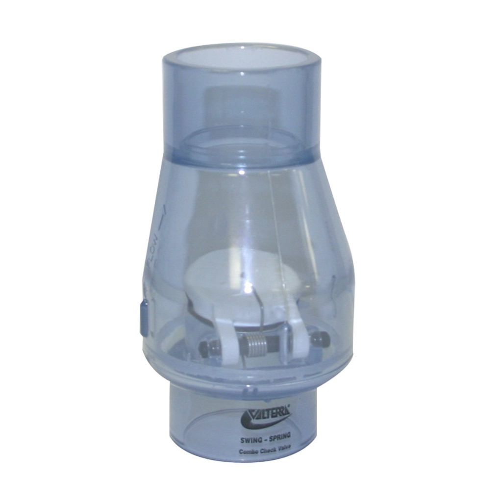 Valterra PVC Swing/Spring Combination Check Valve, 1-1/2", Slip, Clear | 200-C15