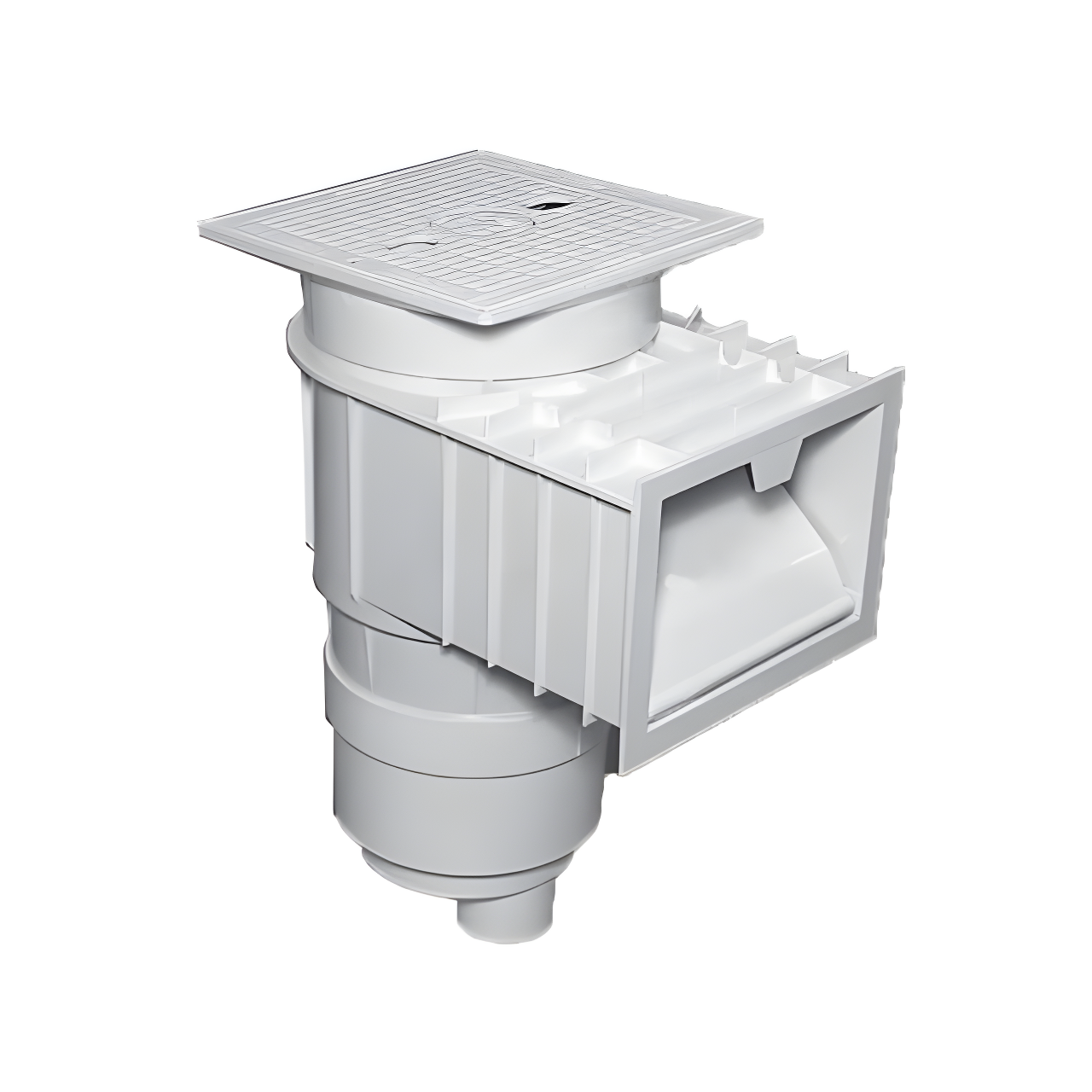 Waterway Renegade Gunite Skimmer, 2 Port, Square Lid, 2" Socket (2 1/2" Spigot), Gray | 540-6417-S