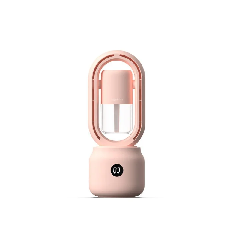 AeroBreeze Halo Fan | Blade-less Fan with Humidifier & Night Light | Cordless Comfort for Any Room Pink
