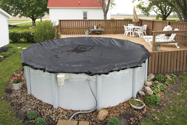 16' x 28' Rugged Mesh Cover for 12' x 24' Oval Pool - Black
