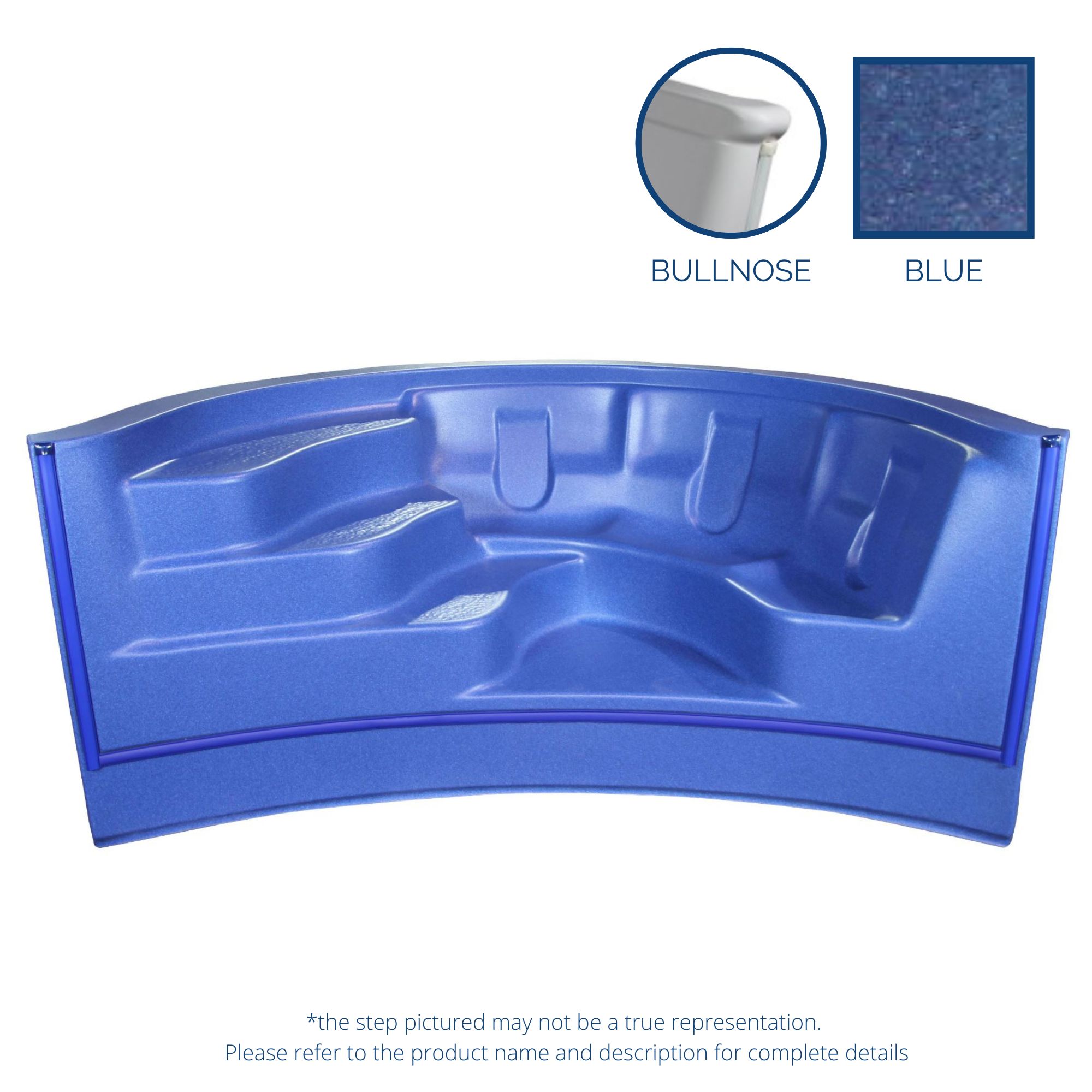 8' Roman Radius Step Swimout Bullnose Alps (No Jets) - Blue Granite