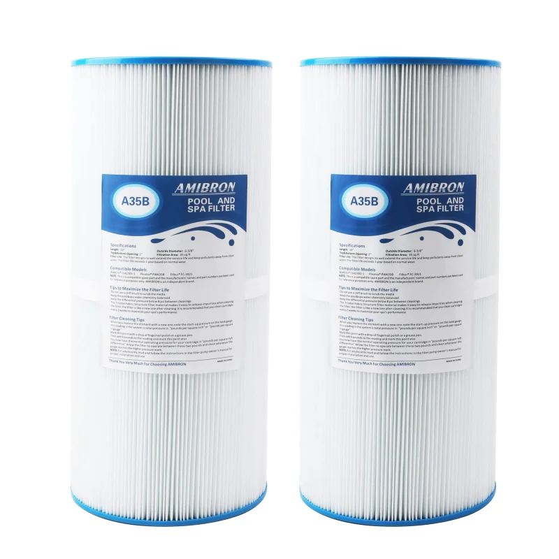 AmiBron PWK35B Replaces Hot Springs Limelight Series Spa Filters, Compatible with Watkins 1642301-1, 78161, 78286, Filbur FC-3921, Pleated Fabric Filter Media 2 Pack