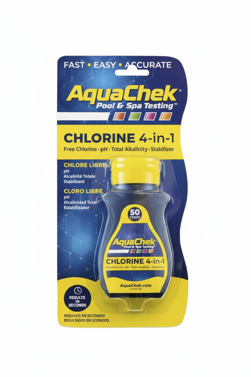 AquaChek Yellow 511242 4-in-1 Pool & Spa Test Strips - Chlorine & pH 50ct