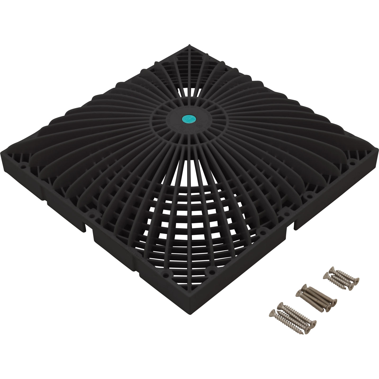 AquaStar 12" Square Moflow Suction Outlet Cover And Mud Frame Black