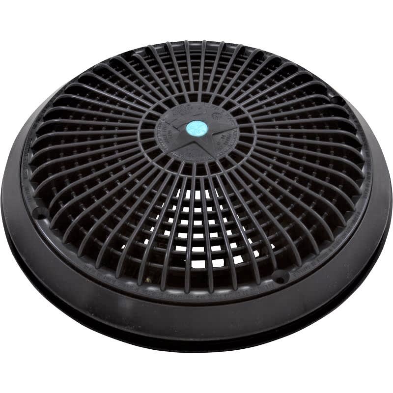 AquaStar 10" Universal Round Main Drain Cover with Universal Adapter Kit, Black