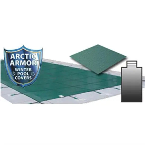 Arctic Armor 16' x 32' Ultra Light Solid Safety Cover w- 4' x 8' Center End Step Section - Green