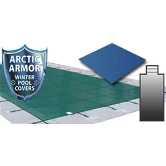 Arctic Armor 25' x 45' Ultra Light Solid Safety Cover w- 4' x 8' Center End Step Section - Blue