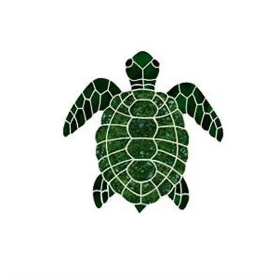 Artistry In Mosaics Aquatic Line Small Green Topview Tutle Mosaic Tile