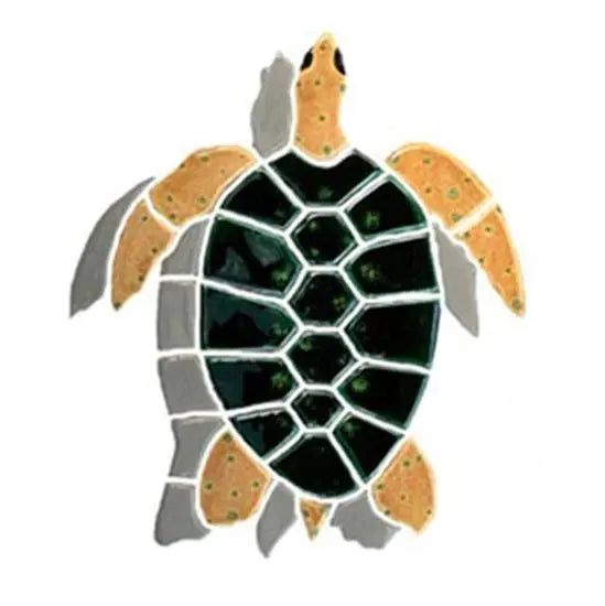 Artistry In Mosaics Shadow Line Medium Natural Turtle Shadow Mosaic Tile
