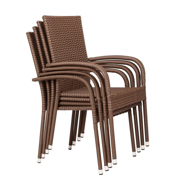Morgan Outdoor Wicker Chair - Mocha - Set Of 4