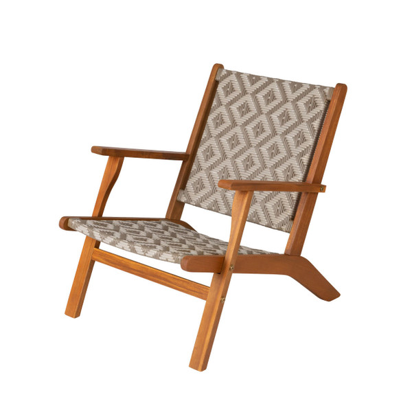 Vega Natural Stain Outdoor Chair in Diamond-Weave Wicker