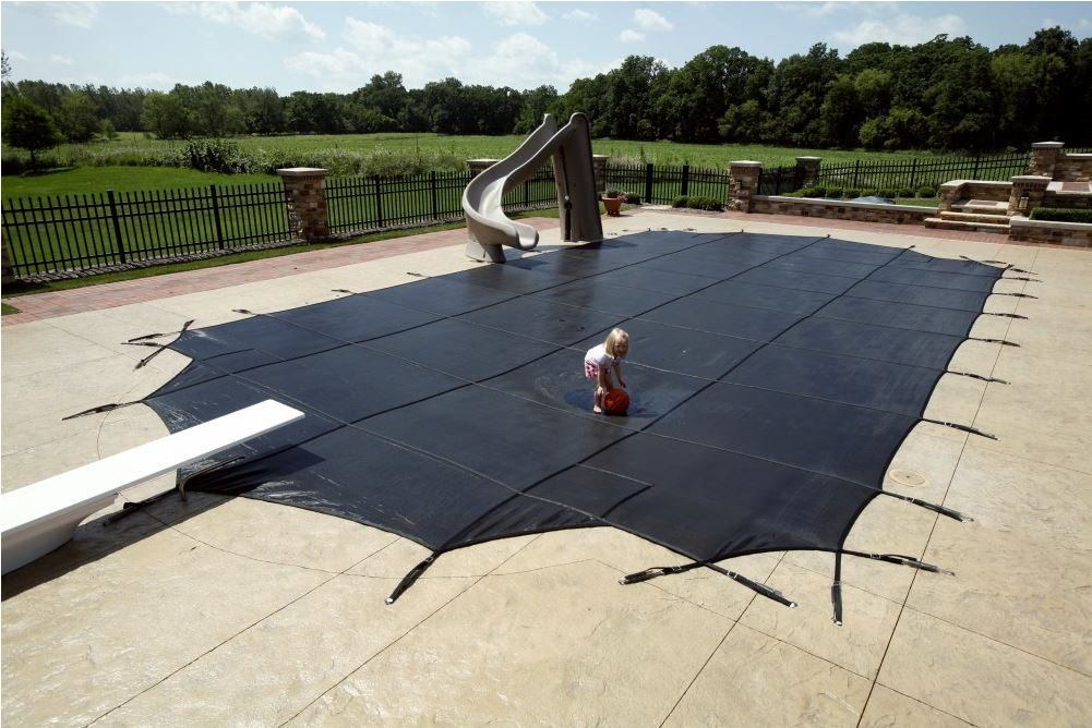 Arctic Armor Commercial Mesh Safety Cover, 12x24 Pool Size, 5x5 ft. Strap Grid, Black (WS9010)