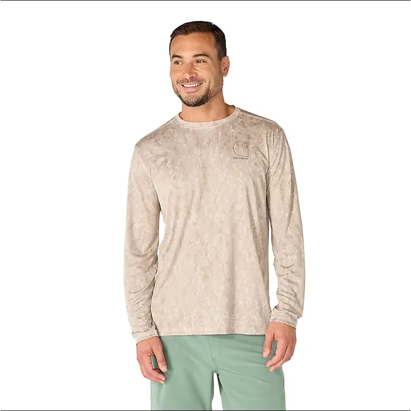 Carhartt Men's Force Sun Defender Relaxed Print Long Sleeve T-Shirt (Cobblestone Terrain Camo) Size M
