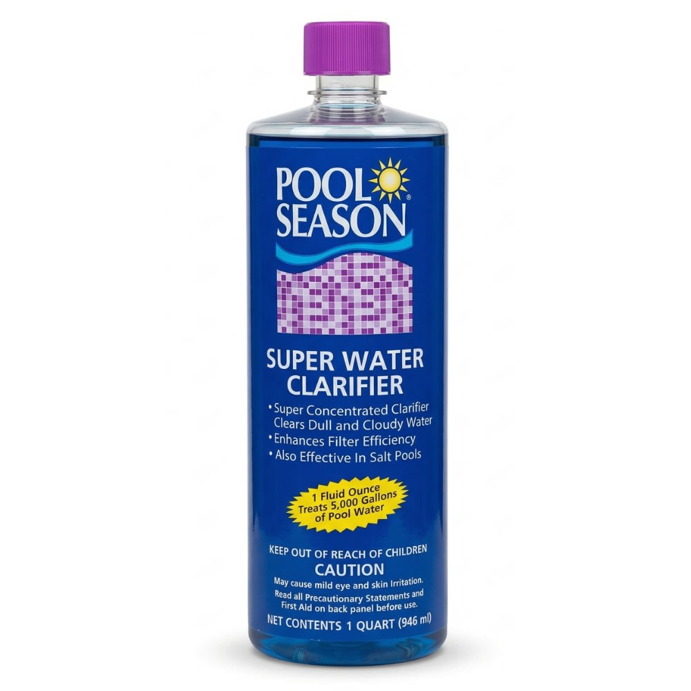 Pool Season Super Water Clarifier – Concentrated Formula for Sparkling Clear Swimming Pool Water – Fast-Acting Treatment for Cloudy Pools – 32 Oz.