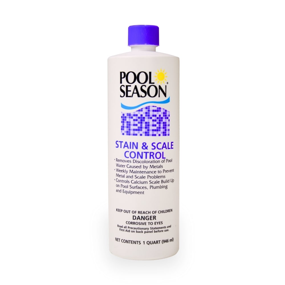 Pool Season Stain & Scale Control – Prevents Mineral Stains, Scale Buildup, and Corrosion – Protects Pool Surfaces, Heaters, and Filters – 1 Quart