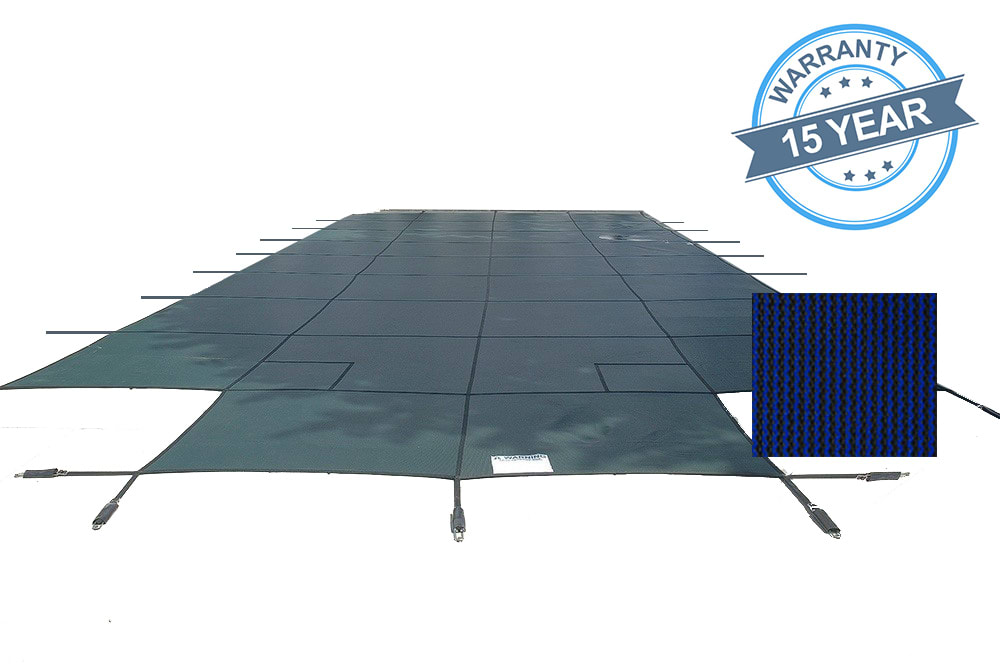 PoolTux 20'x40' Royal Mesh Safety Cover, Center Step, Blue, 15 Yr. Warranty