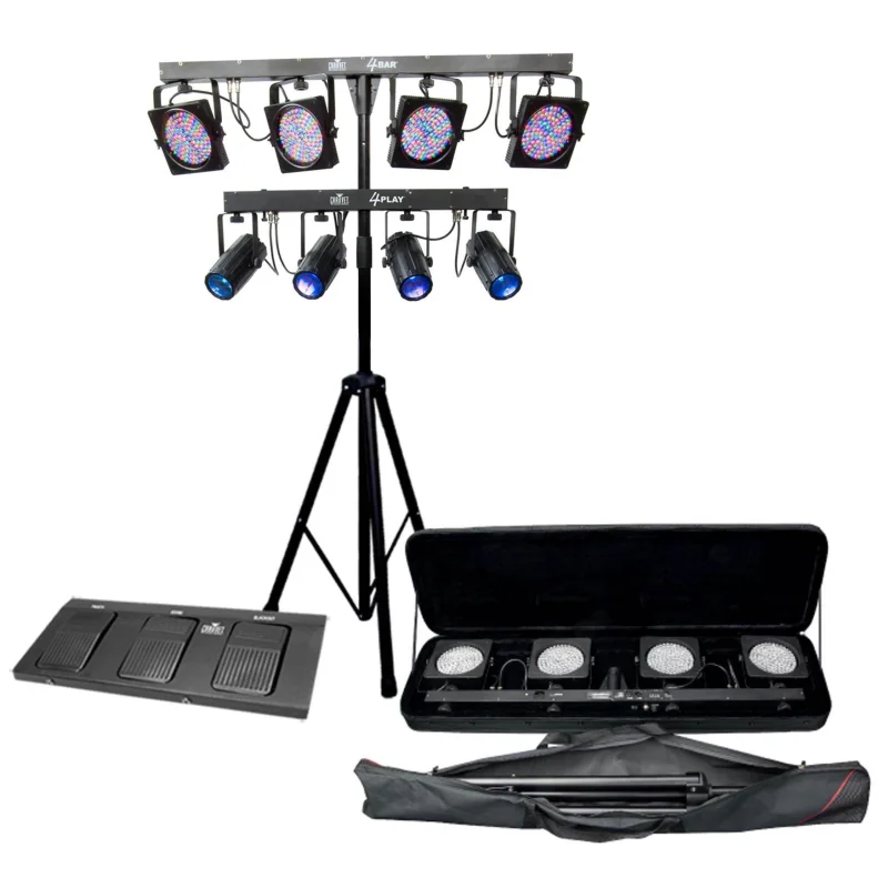 CHAUVET 4BAR LED DJ Wash Light Kit + 4PLAY DMX Moonflower Light System w/ Cases