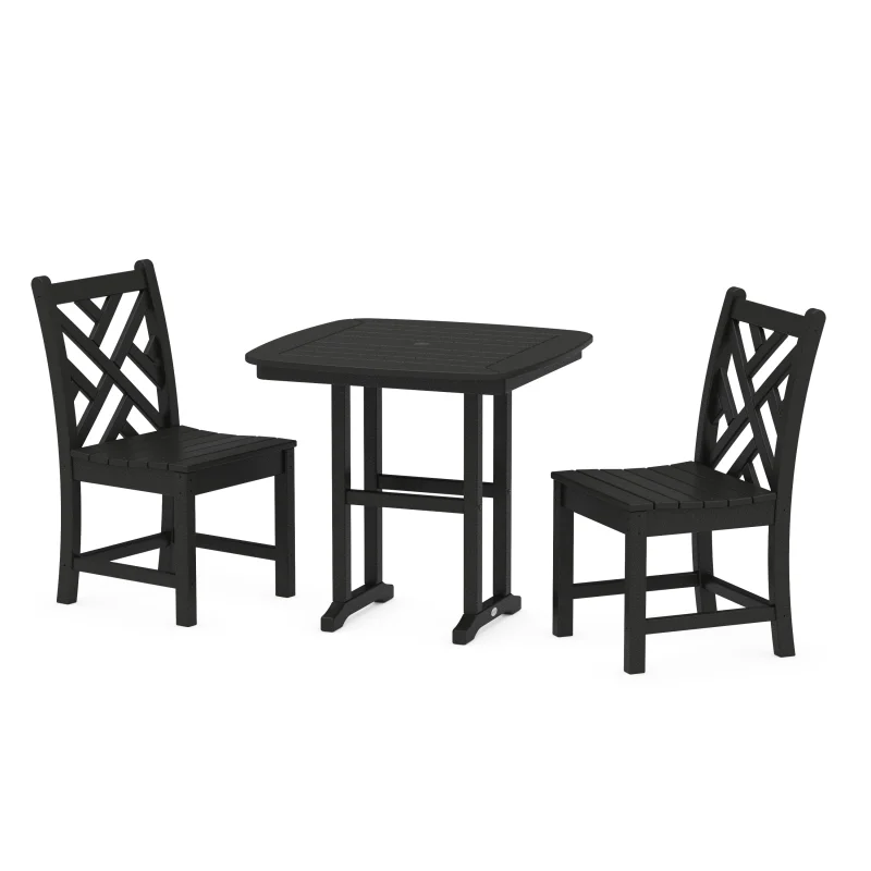 Chippendale Side Chair 3-Piece Dining Set Black