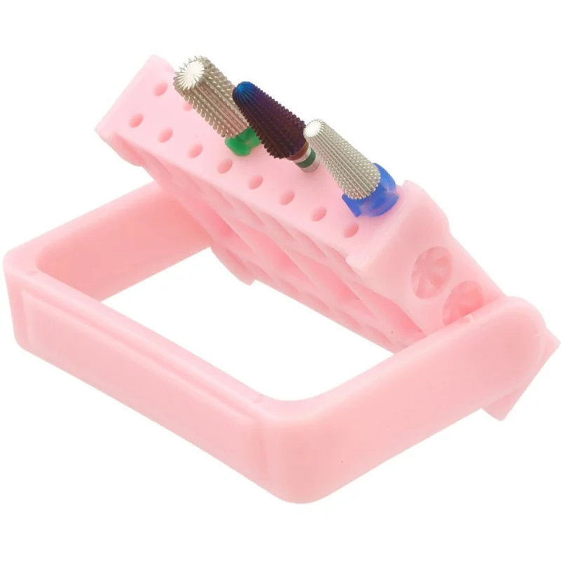 Clamshell Nail Carbide Drill Bit Holder & Storage (Case Only) - 16 Holes - Pink - Each