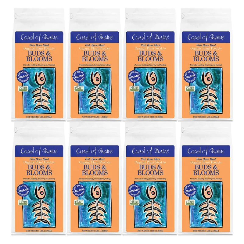 Coast of Maine Fish Bone Meal Pack Organic Potting Soil, 3 LB Bag (8 Pack)
