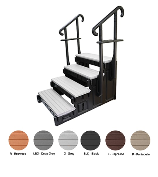 Confer 36" Black 4-Tread Spa Step with Black Frame