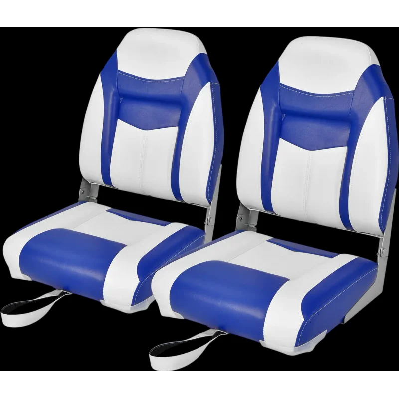 Costway 2-Piece High Back Folding Boat Seat Set 78524169 New Blue