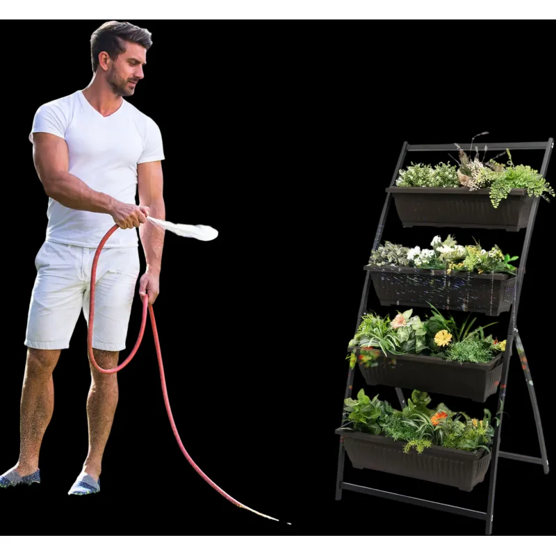 Costway 4-Tier Vertical Raised Garden Bed Planter w/ 4 Containers Drainage Holes 97853214 New
