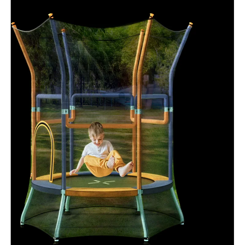 Costway Kids Mini Trampoline Safety Enclosure Net Foam Handles Orange 92815367 New Orange