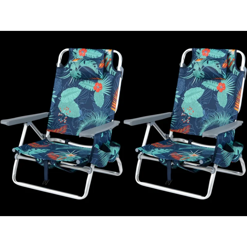 Costway Set of 2 Portable Folding Beach Backpack Recliner Chairs 57994575 New Green