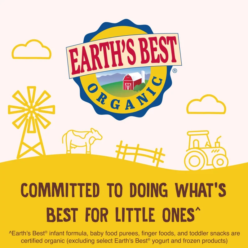 Earth's Best Organic Baby Formula for Babies 0-12 Months, Powdered Dairy Infant Formula with Iron, Omega-3 DHA, and Omega-6 ARA, 32 oz Formula Container