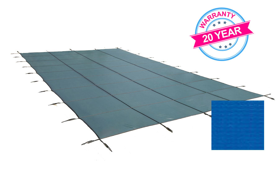 PoolTux 18'x40' Emperor Solid Rectangle Safety Cover, Blue, 20 Yr. Warranty