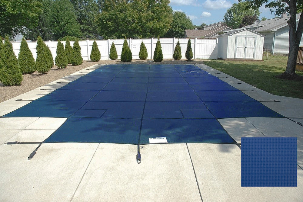 PoolTux 18'x36' Emperor Solid Rectangle Safety Cover, Blue, 20 Yr. Warranty