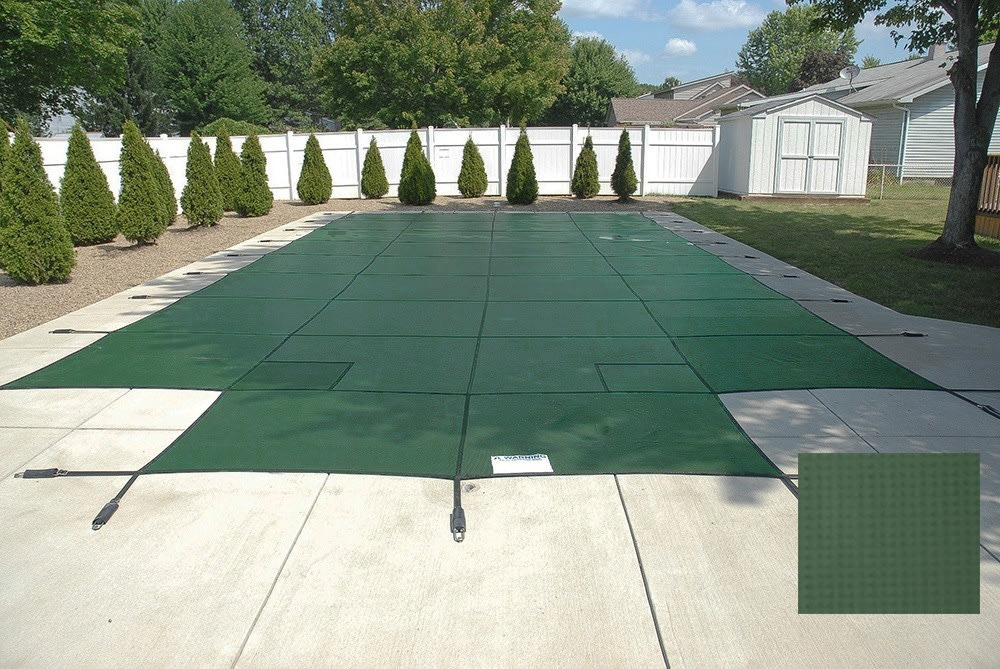 PoolTux 15'x30' Emperor Solid, Rectangle Safety Cover, Green, 20 Yr. Warranty