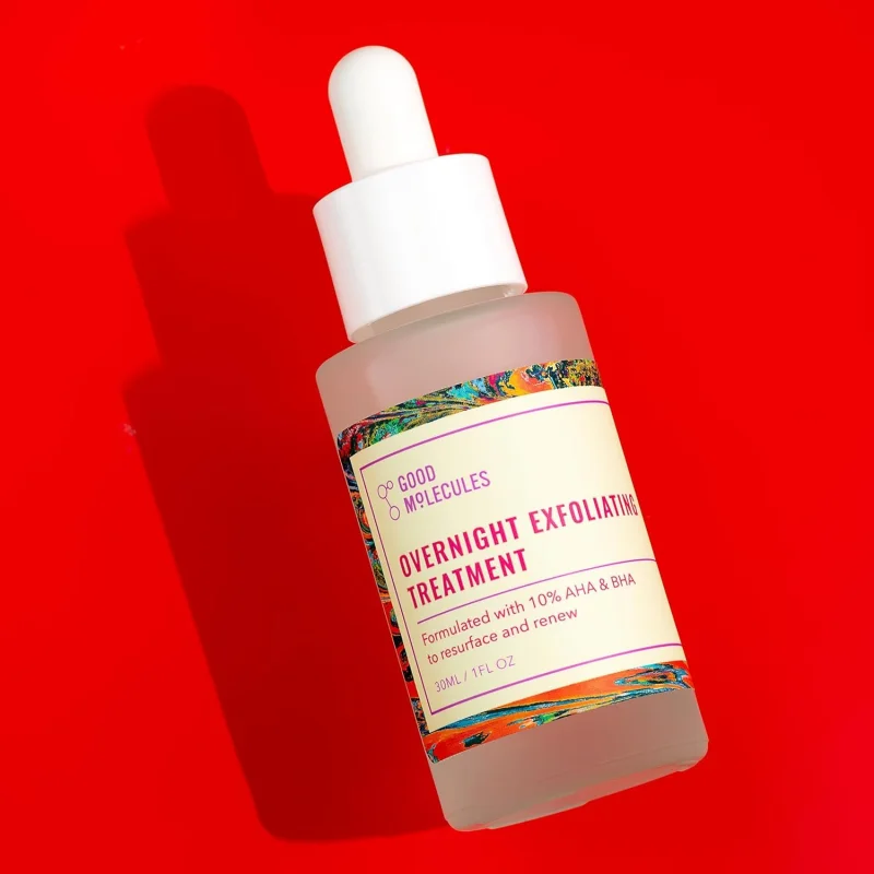 Good Molecules Overnight Exfoliating Treatment Pack 31 fl oz / 30 ml Each | Lightweight Face Exfoliator with AHA & BHA, Glycolic & Salicylic Acid