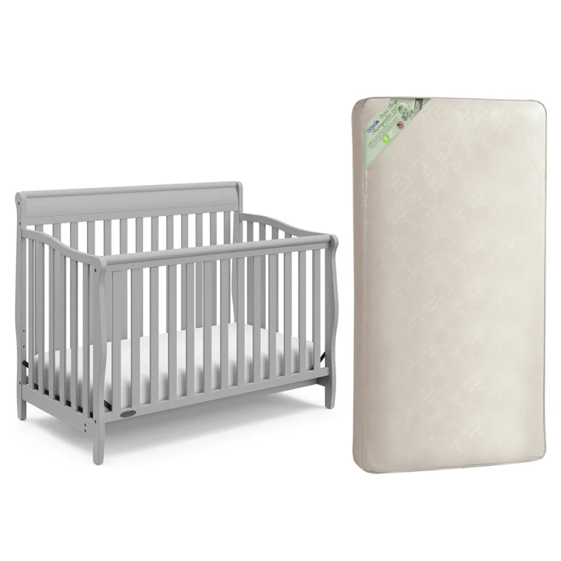 Graco Stanton Convertible Crib, Pebble Gray & Kolcraft Pure Sleep Crib Mattress