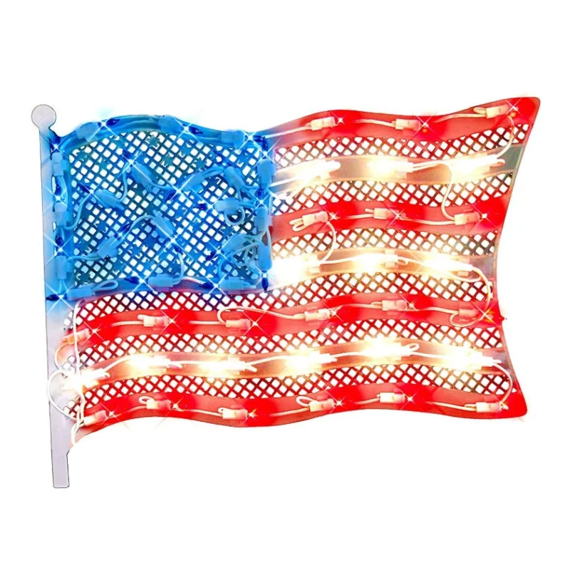 Grand Old Flag Patriotic Lighted Window Decoration