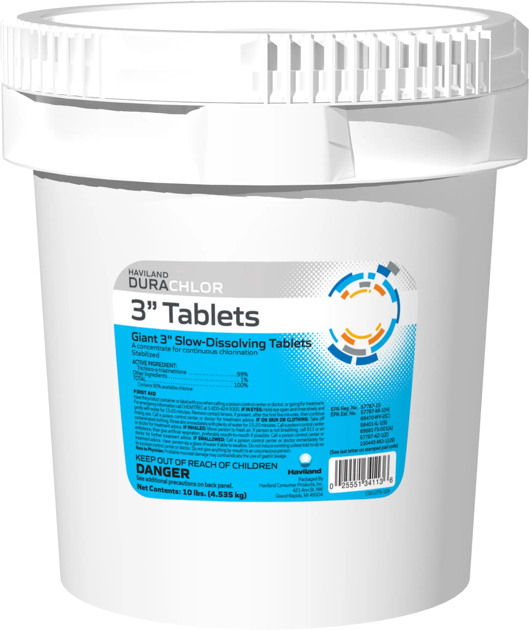 Haviland DuraChlor 3" Chlorine Tablets 10 lb Trichlor C008024-CS74C1