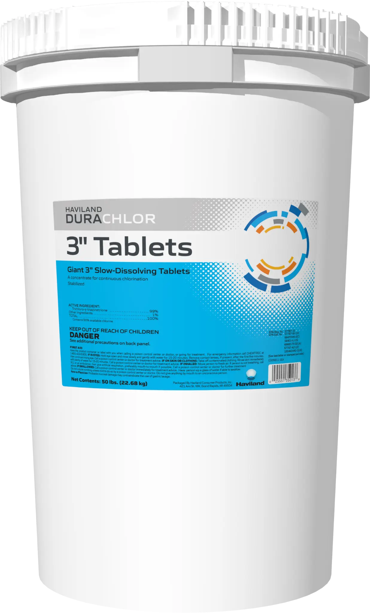 Haviland DuraChlor 3" Chlorine Tablets 50 lb Trichlor C008024-BX50L