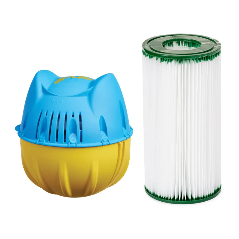Hey! Cool Pool Flip Plop Float Mineral Cleaning Care w/ Coleman Filter Cartridge