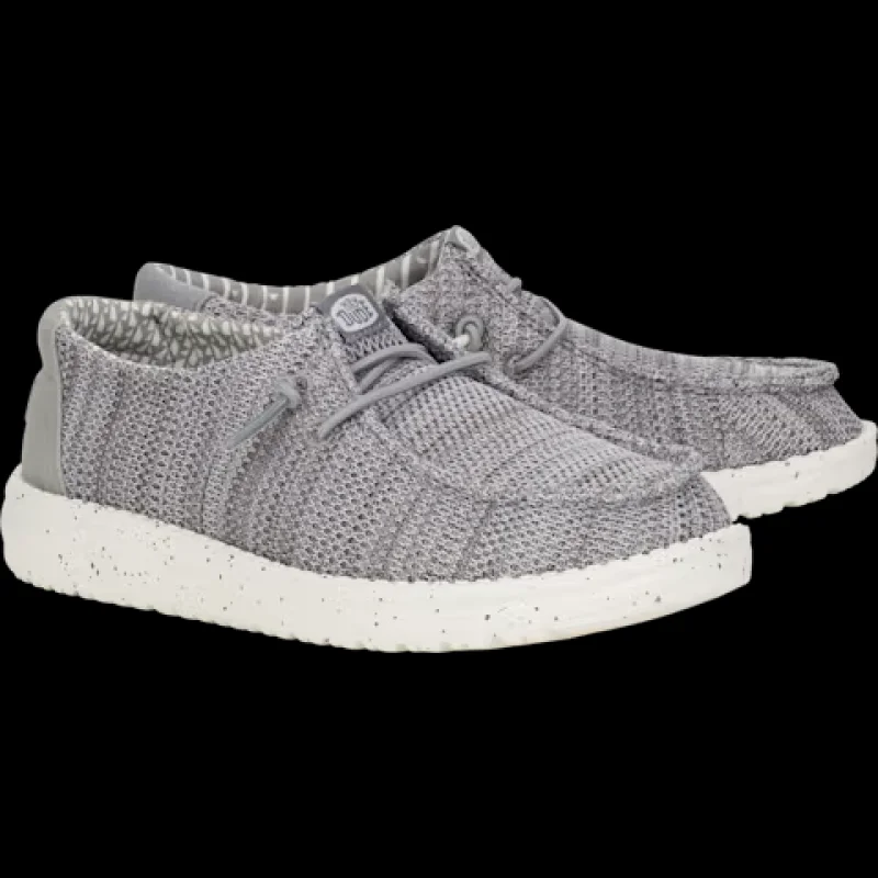 HEYDUDE Wally Youth Stretch Sox Shoe (Grey) Size J7