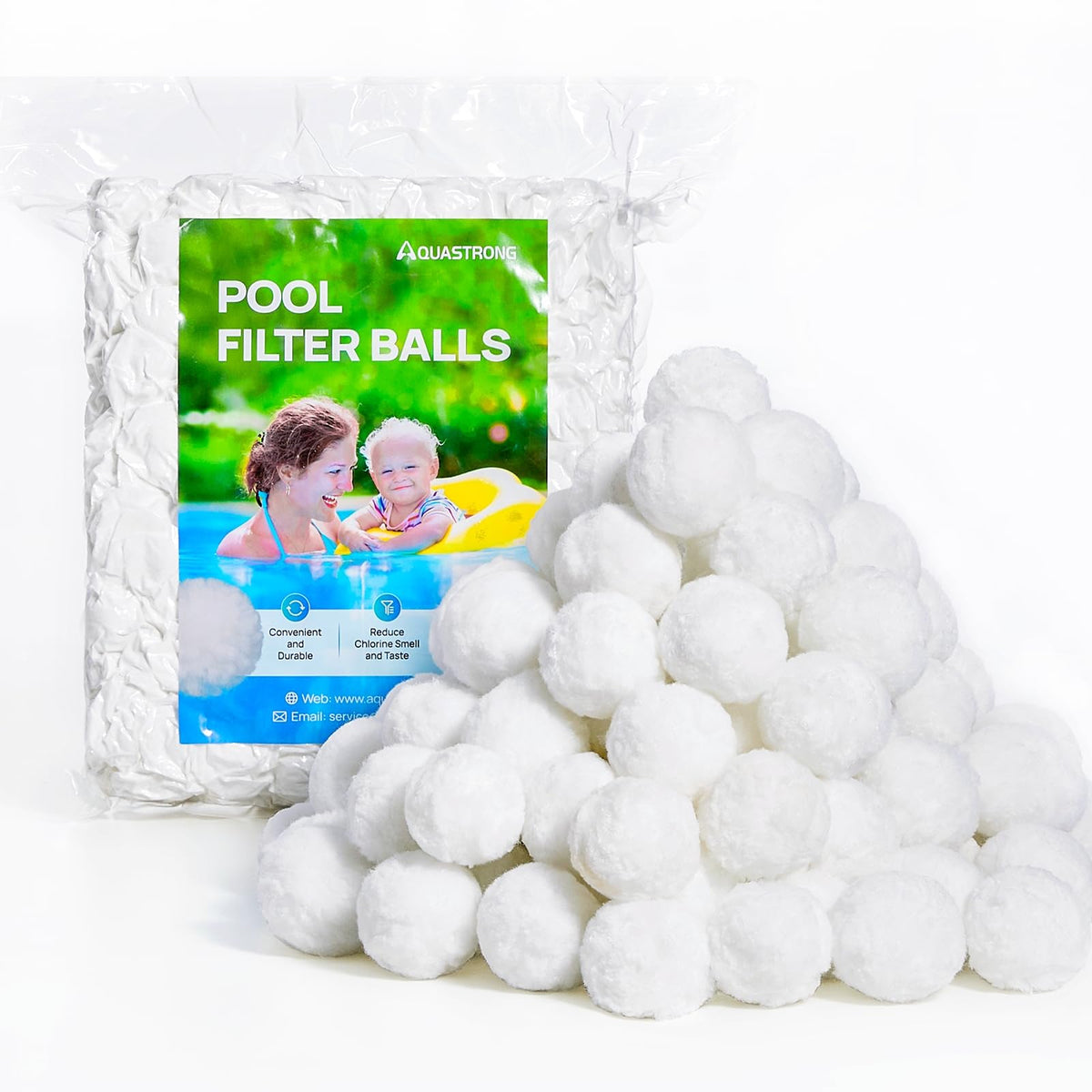 AQUASTRONG Pool Filter Balls for Sand Filters, Replaces 150 lbs Pool Filter Sand, Pool Filter Media Balls for Swimming Pools