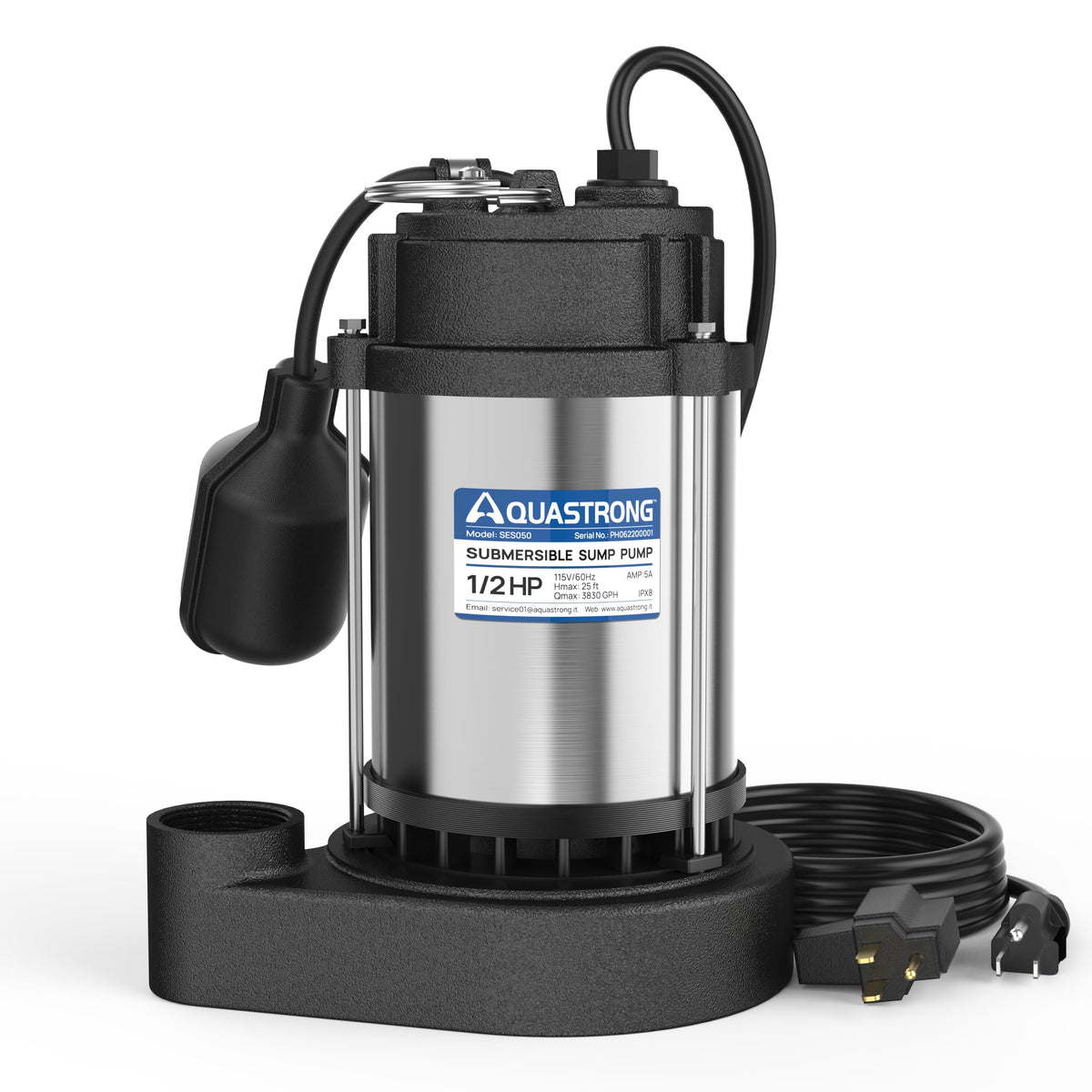 SES050 1 /2 HP Sump Pump Stainless Steel, 3830 GPH