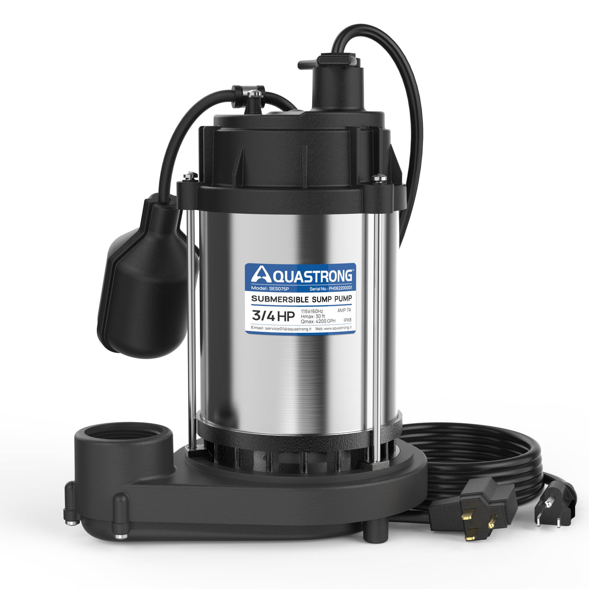 SES075P 3 /4 HP Sump Pump Stainless Steel, 4200 GPH